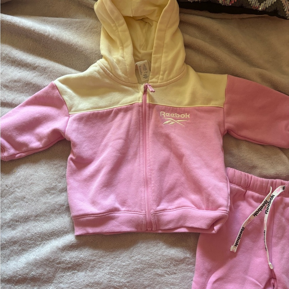 Reebok Kids Two-Tone Pink and Cream Hoodie